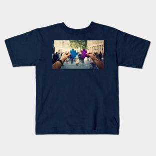 connecting puzzle pieces Kids T-Shirt